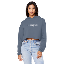 Load image into Gallery viewer, Indigo Ape Cropped Raw Edge Woman&#39;s Hoodie
